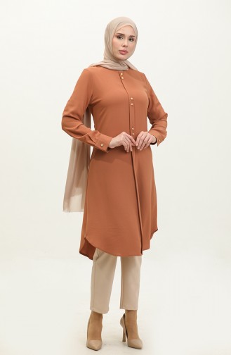 Buttoned Long Tunic 1011-04 Tan 1011-04