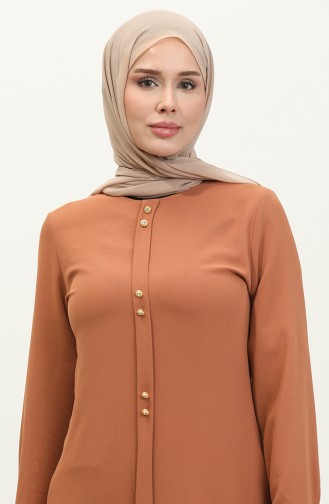 Buttoned Long Tunic 1011-04 Tan 1011-04