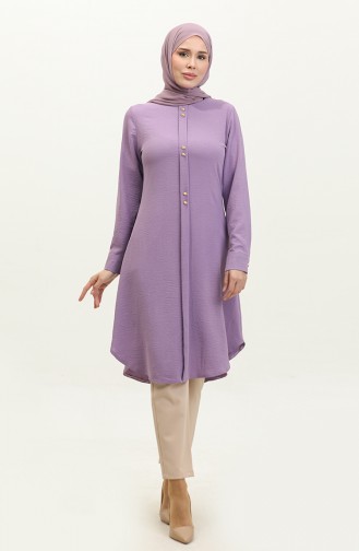 Buttoned Long Tunic 1011-05 Lilac 1011-05