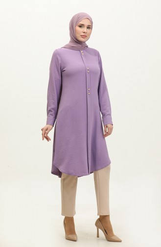 Buttoned Long Tunic 1011-05 Lilac 1011-05