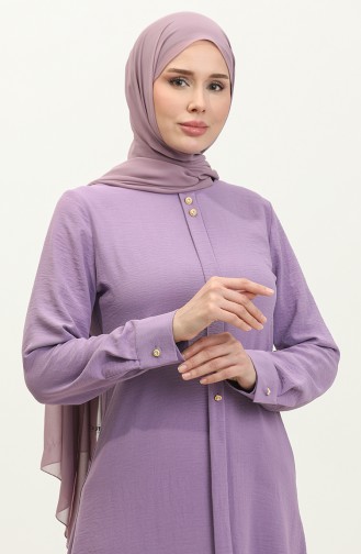 Buttoned Long Tunic 1011-05 Lilac 1011-05