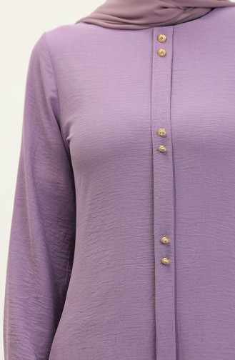 Buttoned Long Tunic 1011-05 Lilac 1011-05