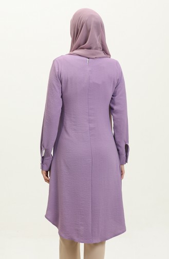 Buttoned Long Tunic 1011-05 Lilac 1011-05