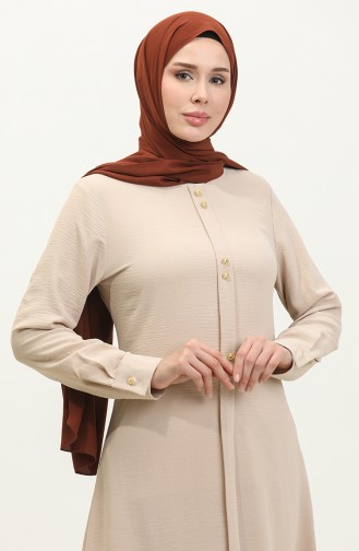 Geknöpfte Lange Tunika 1011-06 Beige 1011-06