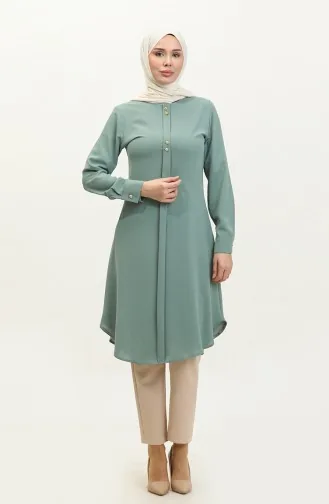 Tunique Longue Boutonnée 1011-07 Vert 1011-07
