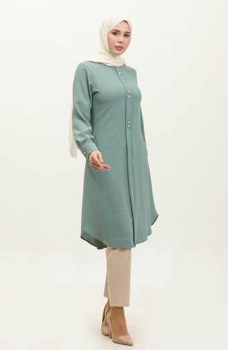 Buttoned Long Tunic 1011-07 Green 1011-07