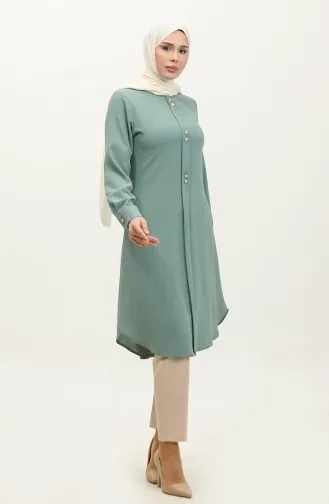 Tunique Longue Boutonnée 1011-07 Vert 1011-07