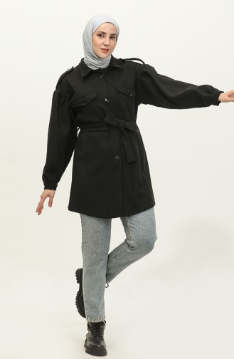 Buttoned Cashmere Coat Black K295 258