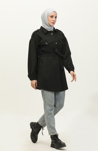 Buttoned Cashmere Coat Black K295 258