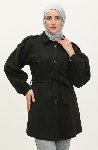 Buttoned Cashmere Coat Black K295 258