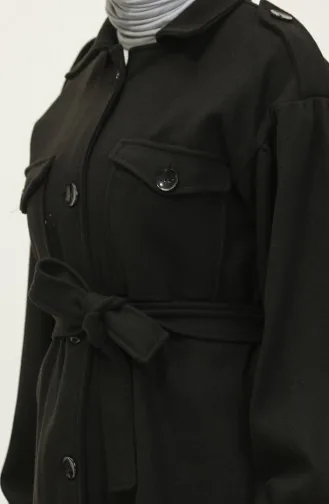 Buttoned Cashmere Coat Black K295 258