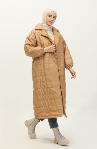 Manteau Matelassé Rayé Camel K317 313