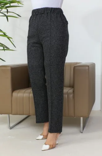 Pantalon Femme Rayé Jacquard 1037 1037-01 Noir 1037-01