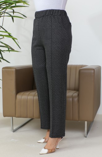بنطال جاكار مُخطط للنساء 1037c 1037C-01 لون أسود 1037C-01