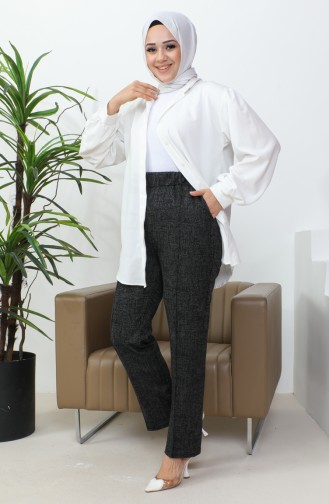 بنطال جاكار مُخطط للنساء 1037d 1037D-01 لون أسود 1037D-01