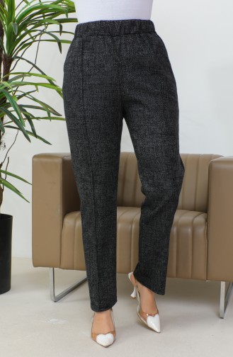 بنطال جاكار مُخطط للنساء 1037d 1037D-01 لون أسود 1037D-01