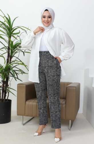 بنطال جاكار مُخطط للنساء 1037 جرام 1037G-01 لون أسود 1037G-01
