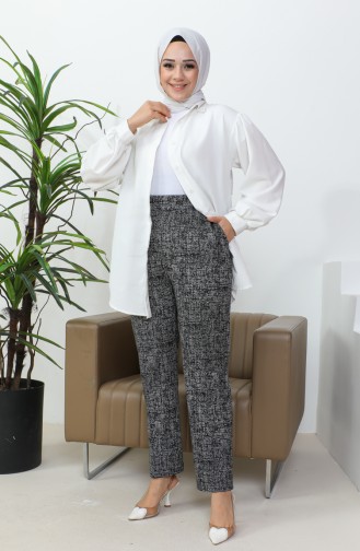 Jacquard Striped Women`s Trousers 1037g 1037G-01 Black 1037G-01