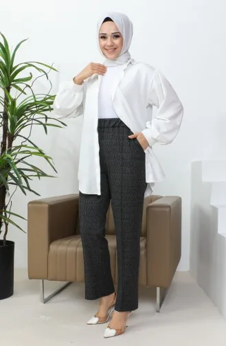 Jacquard Striped Women`s Trousers 1037h 1037H-01 Black 1037H-01