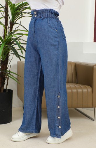 Denim Broek Met Wijde Pijpen En Knopen 30051-02 Denimblauw 30051-02