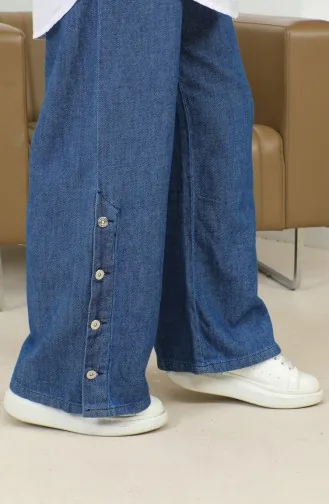 Geknöpfte Jeanshose Mit Weitem Bein 30051-02 Denimblau 30051-02