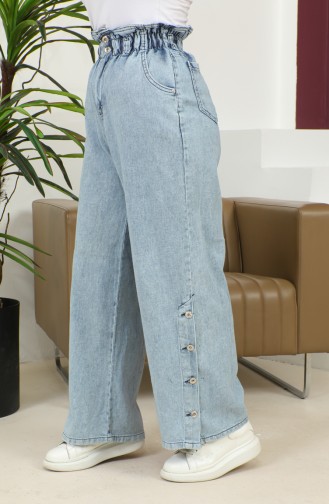Pantalon Jean Large Boutonné 30051-03 Bleu Clair 30051-03