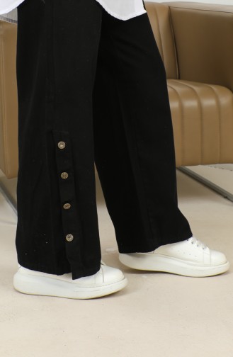 High waist Buttoned Jeans 30053-01 Black 30053-01