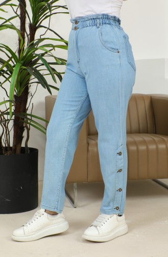 Buttoned Straight Leg Jeans 30131-01 İce Blue 30131-01