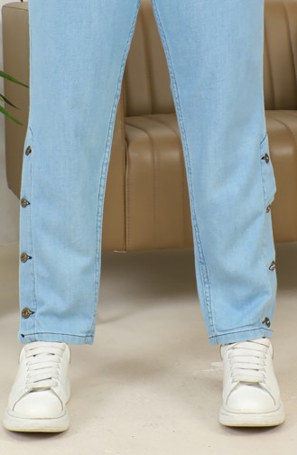 Buttoned Straight Leg Jeans 30131-01 İce Blue 30131-01