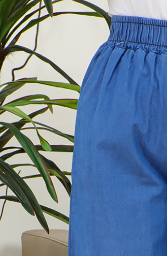 Pantalon Large En Jean Taille Elastique 3291-01 Bleu Jean 3291-01