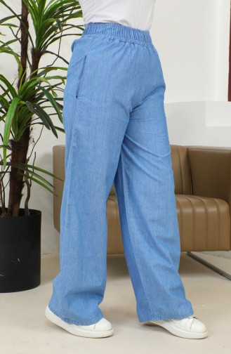 Elastic Waist Wide Leg Jeans Trousers 3291-03 Navy Blue 3291-03