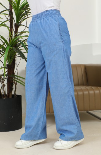 Jeansbroek Met Elastische Taille En Wijde Pijpen 3291-03 Marineblauw 3291-03