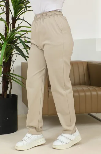 Pantalon Large En Jean Taille Elastique 5501-03 Vison 5501-03