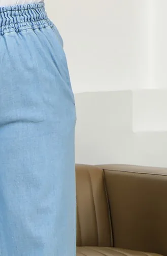 Yıkama Bol Paça Kot Pantolon 6001-03 Buz Mavisi