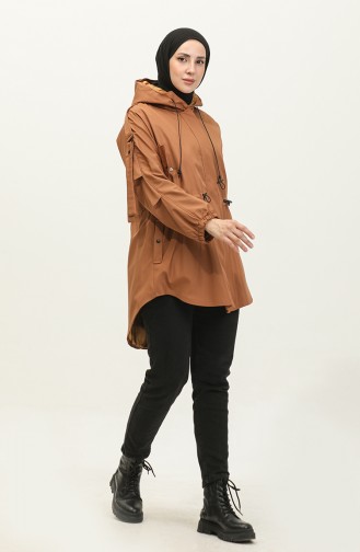 Elastic Waist Trench Coat Brown K282 331