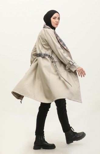 Drucken Detaillierter Trenchcoat Beige K333 491