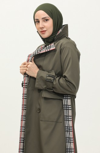 Gedetailleerde Trenchcoat Met Print Kaki K333 492