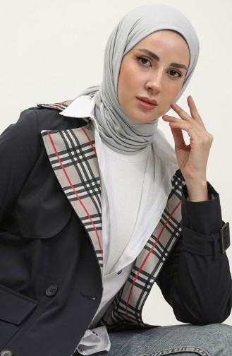 Trench Détaillé Imprimé Bleu Marine K333 493