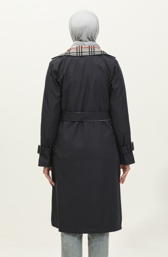 Trench Détaillé Imprimé Bleu Marine K333 493