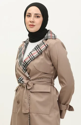 Baskı Detaylı Trençkot Vizon K333