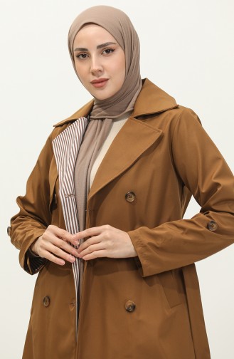 Streifendetaillierter Trenchcoat Braun K336 496