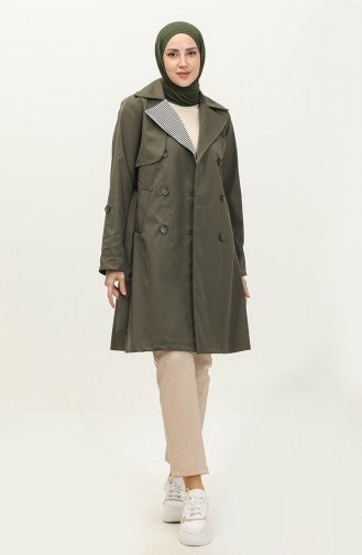 Gestreepte Trenchcoat Kaki K336 499