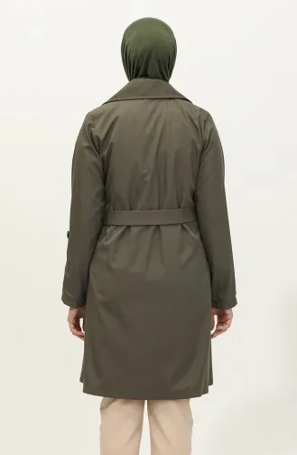 Streifendetaillierter Trenchcoat Khaki K336 499