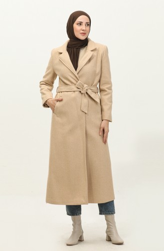 Long Lined Cashew Coat Beige K323 514