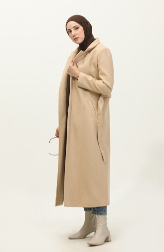 Manteau Long Doublé En Cajou Beige K323 514