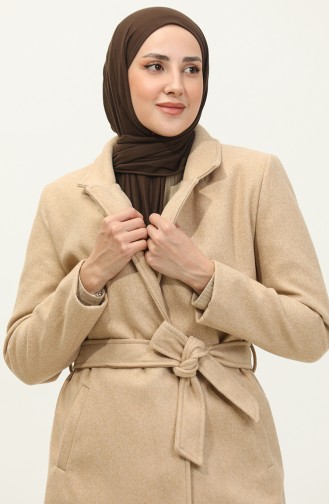 Manteau Long Doublé En Cajou Beige K323 514