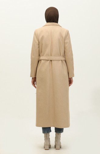 Long Lined Cashew Coat Beige K323 514