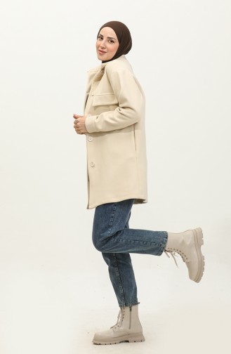 Buttoned Stamped Cap Beige K313 359