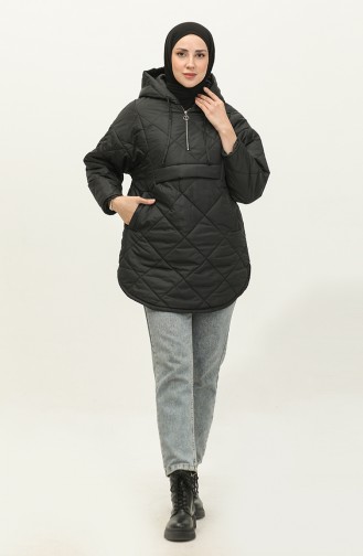 Manteau Matelassé Zippé Noir K311 288