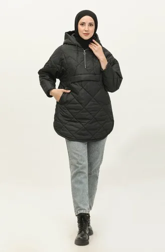 Manteau Matelassé Zippé Noir K311 288